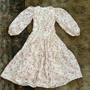 Ruffle floral long sleeve dress